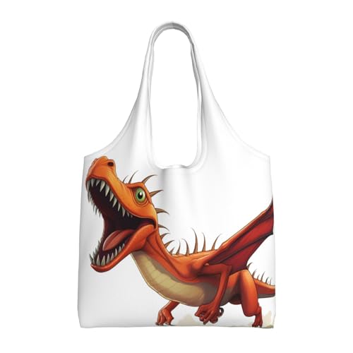 Canvas Tote Bag for Women Shoulder Tote Purse Reusable Grocery Bag Pterodactyl Dinosaur Aesthetic Shopping Bags