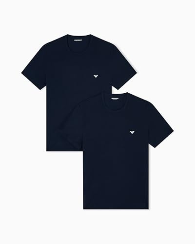 Emporio Armani Man's Core Logoband Lot de 2 T-Shirts à col Rond, Bleu, M, Regular, Armani Blue/Armani Blue, M