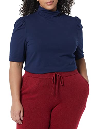 Image of Amazon Essentials Women's Cotton Modal Draped Puff Sleeve Turtleneck