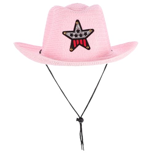 VALICLUD Sombrero de Paja para ala Ancha Gorra Rosa para Fiestas Infantiles y Protección Solar para Playa y Sesiones Fotográficas