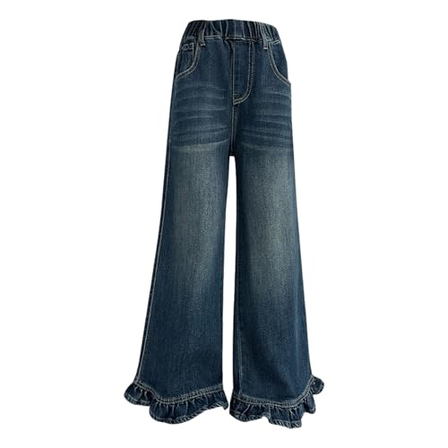 Flared Jeans for Teens Petite High Waisted Ruffle Hem Flared Stretchy Bell Bottom Denim Pants Back to School Clothes