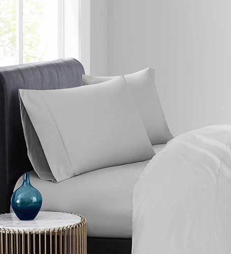 Vince Camuto 400TC Percale Light Grey Queen 4 Piece Sheet Set, Solid Themed, for Men and Women, Oeko-TEX Certified Confidence by Vince Camuto - Used condition - Image 4