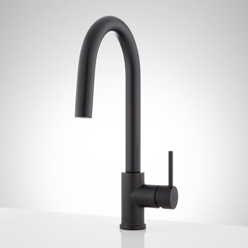 Signature Hardware 445046 Ravenel 1.8 GPM Single Hole Pull Down Kitchen Faucet, Matte Black