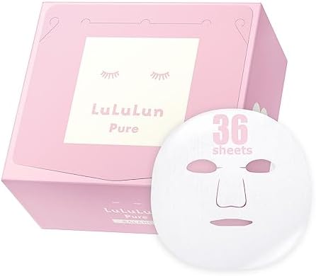 LULULUN 36pc Facial Mask Sheet for Skincare, Hyaluronic Acid Hydrating & Moisturizing Face Sheet Mask Pack Set - PURE PINK (Normal Skin)