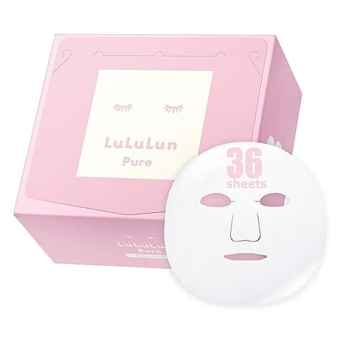 LULULUN 36pc Facial Mask Sheet for Skincare, Hyaluronic Acid Hydrating & Moisturizing Face Sheet Mask Pack Set - PURE PINK (Normal Skin) Cover