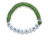 Armband Schulkind - Polymer Oliv Silber oder Gold - viele Farben - Geschenk Einschulung Erster Schultag Kita Mädchen Junge für die Schultüte Schulstart - Handmade Personalisierbar