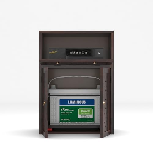 Image of Solid Wooden Inverter Battery Cabinet | Single Battery Box | Wooden Inverter Battery Cabinet | Battery Box | Sheesham Wood, Standard (Walnut)