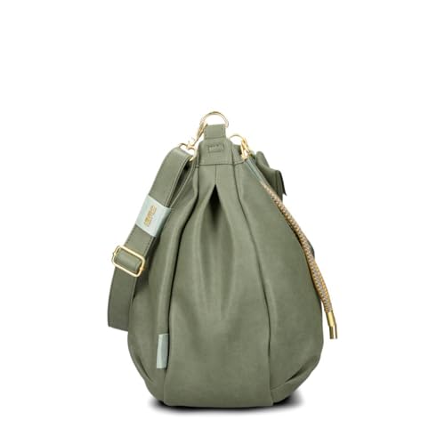 Zwei Damen Shopper LOLA LO140 erweiterbare Schultertasche mit Reißverschluss (16-18 Liter) 3-teiliges Set Umhängetasche mit Geldbeutel & Schlüsselanhänger, große XL Damen Handtasche (eucalyptus)