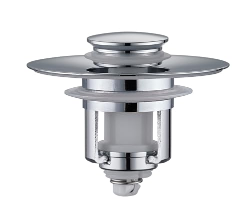 Universal 2 in 1Bathroom Sink Stopper, 1 Pack Pop Up Bathroom Sink Drain Strainer for 1.06"-1.65" Basin Drain Holes, Anti Clogging Drain Filter(Chrome Silver)