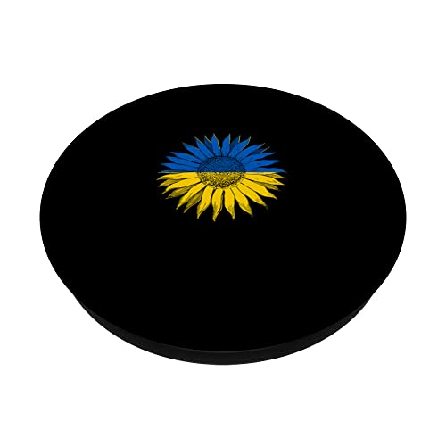 Sunflower Ukraine Flag PopSockets Swappable PopGrip, Black - Image 2