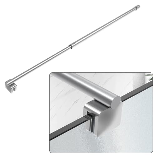 AquivaCoast Shower Door Support Bar, 27.5'' to 47.2'' Telescopic Stainless Steel Wall-to-Glass Support Bar for 1/4'(6mm) to 3/8'(10mm) Thick Glass, Fixed Panel Support Rod, Brushed Nickel