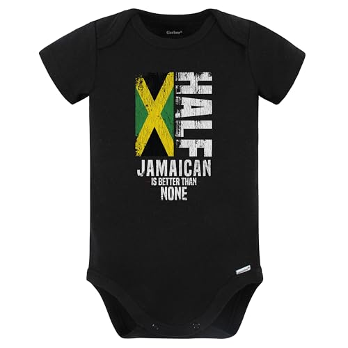 Half Jamaican is Better Than None Funny Jamaican Flag Baby Bodysuit (Black)