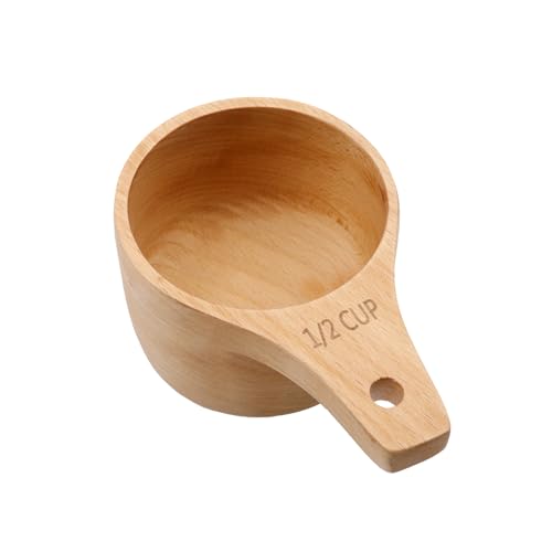 Vaso medidor de madera 1/2 taza para cocina y repostería miniatura 1