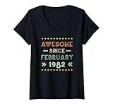 Photo Gallery donna awesome since february 1982 birthday design maglietta con collo a v Photo Gallery donna awesome since february 1982 birthday design maglietta con collo a v