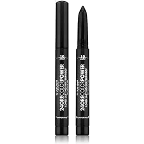 Deborah Milano - Ombretto 24 Ore Color Power Waterproof in Stick, 10 Mat Black, Texture No Transfer ad Alta SfumabilitĂ e Pigmentazione, Dona IntensitĂ Long Lasting allo Sguardo, 3 gr