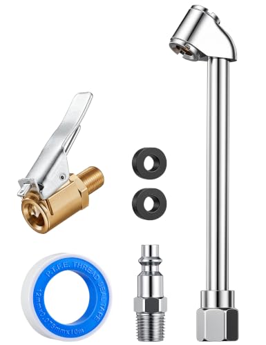 AstroAI Air Chuck Set for Tire Inflator, Heavy Duty Dual Head Air Chuck & Lock-On Brass Chuck with 1/4' NPT Quick Plug, Leak-Free Air Compressor Accessories for Truck/RV/Car