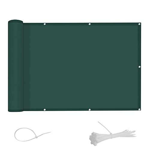 AXT SHADE Pantalla Privacidad Balcón 90x300cm Impermeable Ocultacion Balcon Protección Viento y Los Rayos UV con Ataduras de Cables para Exterior Terraza-Verde