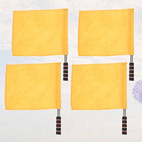 Sewroro 4pcs Sports Linesman Flags Referee Flag Flag Events Flags with Stainless Steel Pole Stick (Yellow)