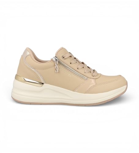 Skechers - Sports Shoes, Lace-up and Side Zip, Comfortable Rubber Sole, Sneakers, Vegan Leather for: Women, Beige, 6