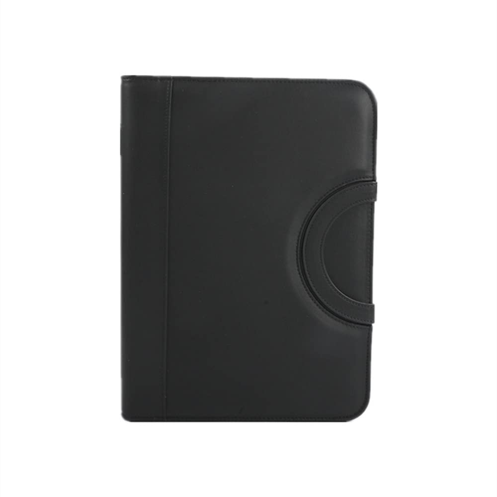 Quaderni direzionali con copertina rigida, Organizer A4 Custodia in pelle Cartella aziendale con raccoglitore ad anelli Business con cerniera(Black)