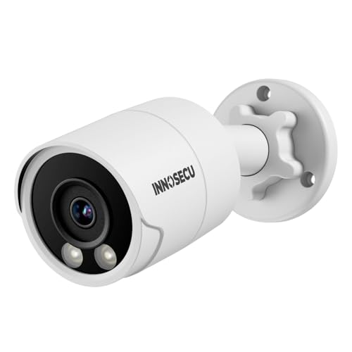 INNOSECU 4MP PoE Camera, IP Outdoor Bullet Security Camera, Waterproof IP67, 2.8mm Lens Wide Angle 110°, Smart Motion Detection, Human Vehicle Detection for Home Security System, INB4FR38F (White)