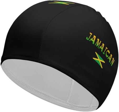 Gorros de natación para Adultos con Bandera de Jamaica, Gorro de baño Impermeable, cómodo Gorro de natación para Cabello Largo y Corto