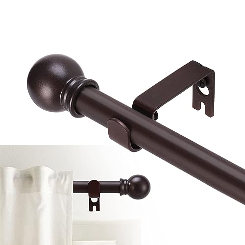 Image of GXOACKJ Curtain Rods for windows 66-120 inch, 5 /8 inch Decorative Brown Splicing Heavy Duty Metal Curtain Rod set with Brackets