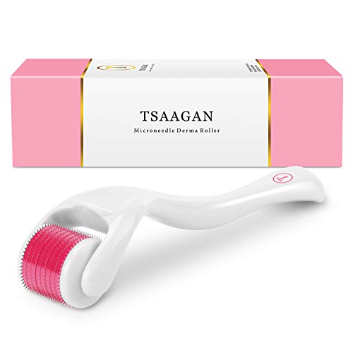 Derma Roller, TSAAGAN 0.3mm Titanium Micro Needle Cosmetic Microneedle Roller Kit For Face and Body, Microdermabrasion Roller, Includes Storage Case