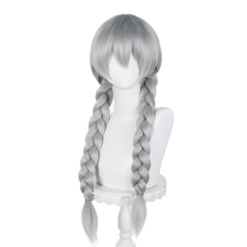 Image of LABEAUTE Unsex Cosplay Wig for Men Woman for Short Straight Cosplay Wig with Bangs for Anime Heat Resistant Hair for Party and Halloween (gray)