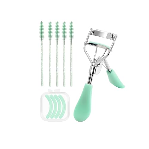 Image of BenePoint Eyelash Curler, Lash Curler with Bonus 4Pcs Replacement Lash Pads& 5Pcs Eyelash Spoolies, Eyelash Curler Kit Portable Travel Eyelash Curler for Eyelash Extension (Green)