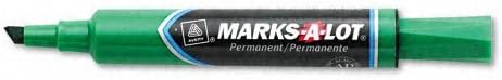 Marks-A-Lot : Permanent Marker, Regular Chisel Tip, Green, 12/DZ -:- Sold as 2 Packs of - 12 - / - Total of 24 Each