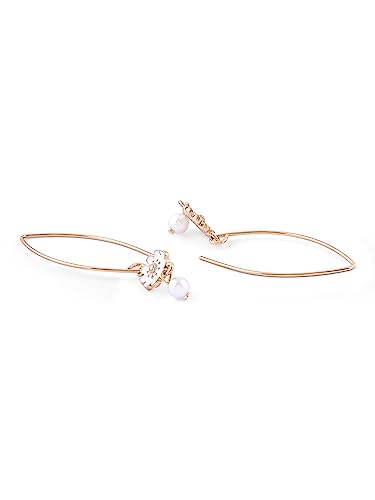 Image of Zaveri Pearls White Enamel Flower Contemporary Drop Earring For Women-ZPFK16140