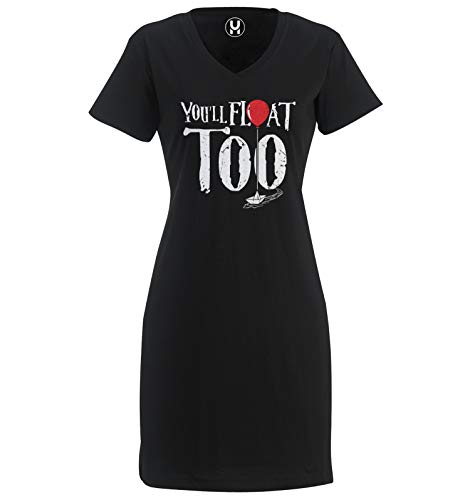 Haase Unlimited You'll Float Too - Clown Horror Movie Parody Ladies Dress (Black, Small/Medium)
