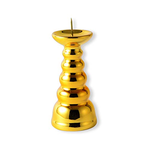 仏縁堂ブランド:仏具・神具【陶器製 ダルマ型火立て(ローソク立て)黄金色 3.0寸】お灯明 燭台 仏壇 神棚