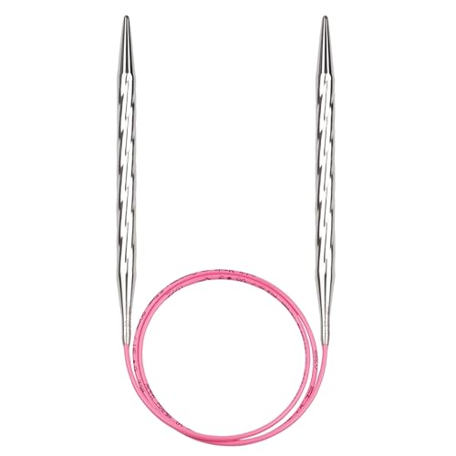 Image of skacel by addi Ewenicorn Rocket Circular Knitting Needles, Fixed 32 Inch (80 cm) White Chrome Plated Brass Tips with Flexible Nylon Cord, 8 mm (US Size 11)