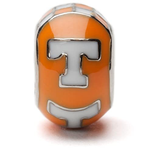 University Of Tennessee Bead Charm | Tennessee Orange And White Logo Round Charm | University Of Tennessee Volunteers Gift | Tennessee Stainless Steel Jewelry | Fits Most Popular Charm Bracelets #TOP1