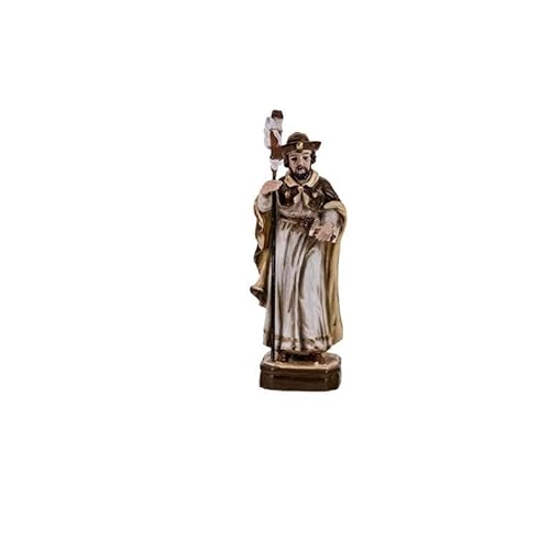 Figura Santiago Apostolo Resina dipinta a mano Tonalità 7 cm crema