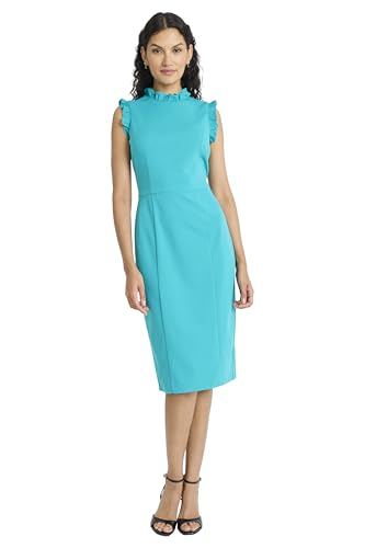 Image of Maggy London Womens Ruffle Neck and Armhole Sheath Dress