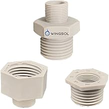 WINGSOL 3/8 to 1/2 Converter with Gasket, Compression Thread Adapter, Supply Line Fitting for RV Kitchen Plumbing, Water Hose Pipe Connector, BPA Free, 3 Pcs