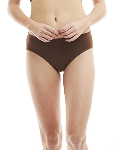 Kalon 6 Pack Women's Hipster Brief Nylon Spandex Underwear (Medium, 6PK Mocha)