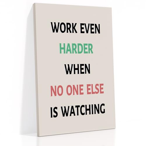Inspirational Canvas Wall Art Work Even Hard Motivational Entrepreneur Quotes Poster Print Positive Picture Painting Wall Decor Artwork for Bedroom Teens Room Stretched and Framed [12''Wx18''H]