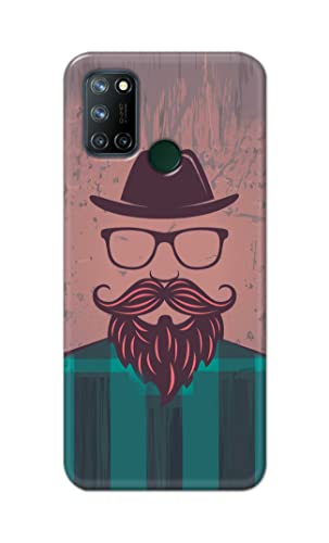 Image of PRINTFIDAA Man Icon with Beard Shirt Hipster Printed Designer Hard Case for Relame C17 / Realme 7i Back Cover -(e) RPM1001