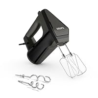 Krups 3MIX 6000 Handmixer, 600 W, präzise Kontrolle, Soft-Touch-Griff, langes Kabel, praktischer Geschwindigkeitsregler, Handrührgerät inkl. Quirle und Knethaken, Schwarz, GN6028 – Ansicht 1