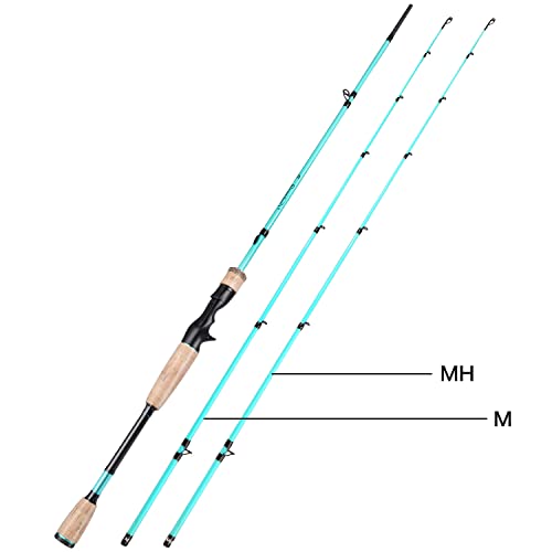 Sougayilang Fishing Pole, 30 Ton Carbon Fiber Sensitive 2Pc Baitcasting Rod & Spinning Rod For Freshwater Or Saltwater, Tournament Quality Fishing Rod With 2 Tips For Bass-Blue-6.9Ft-Casting #TOP1