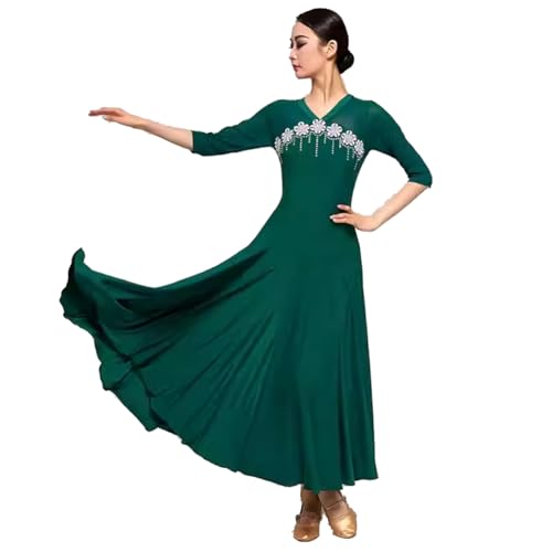 Robe de Danse de Salon à grande jupe volante fluide pour l'amplitude