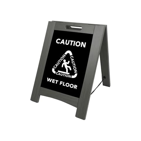 Wholesale Hotel Products Premium Outdoor Composite “Caution Wet Floor” Bilingual Sign- Copmposite construction, non-skid plastic feet, Grey Composite/Black Plate-great for hotels, condos, schools, colleges, churches, offices, poolside, beaches, outdoor (Grey) Cover