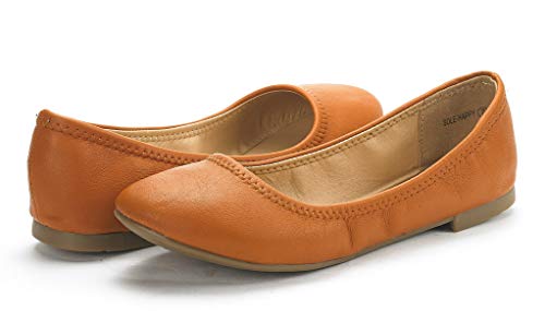 DREAM PAIRS DREAM PAIRS Women's Sole-Happy Ballerina Walking Flats Shoes,Size 5.5,Tan,Sole-Happy