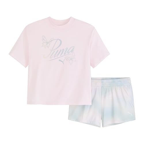 Image of PUMA Girls' 2pc Jersey SS Tee & French Terry Short Set
