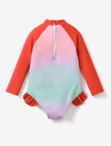 Image of Disney Frozen Stitch Princess Minnie Mouse Girls Swimsuit Long Sleeve Rashguard UPF 50 One Piece Bathing Suit Size 3M-13Y