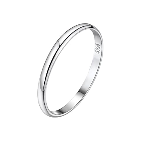 925 Silver 2MM Kunckle Rings Stacking Rings for Women Girl's Simple Minimalist Band Rings Comfort Fit Silver Ring for Mother Wife Size 7 Cover